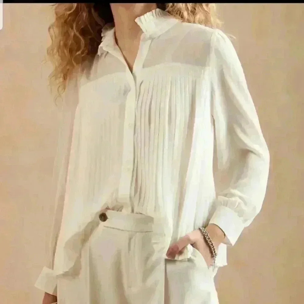 Banana Republic Chiffon Pleated Blouse